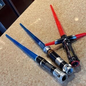 Red and Blue Toy Lightsabers